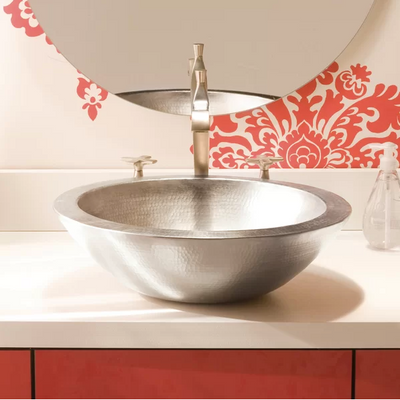 Native Trails Laguna Brushed Nickel Hand Hammered Circular Vessel Bathroom Sink CPS555